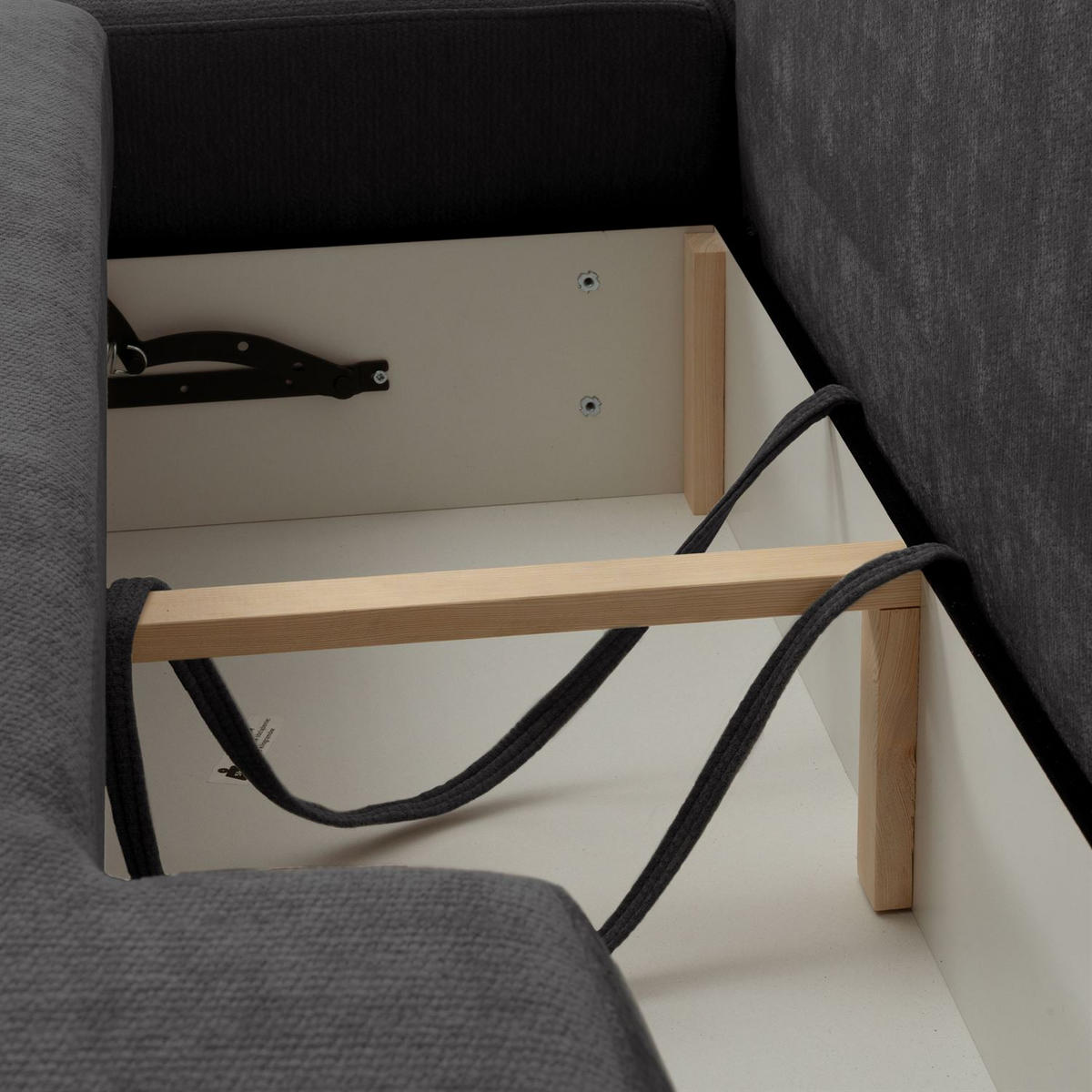 ECKSOFA GOYA mit Schlaffunktion und Bettkasten, Linke,Perfect Harmony 99 - Anthrazit, Textil (184/302cm) - Lookway