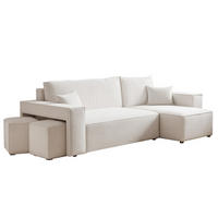 ECKSOFA PARIS mit Schlaffunktion und Bettkasten Creme - Weiß, Holzwerkstoff/Kunststoff (262/145cm) - Idohome