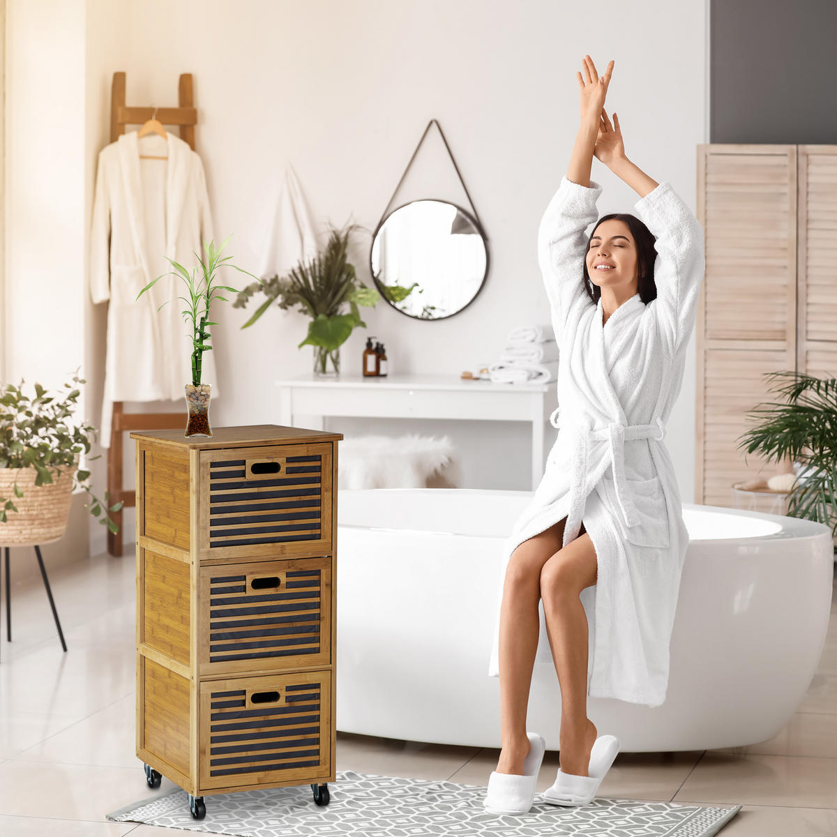 VOZÍK - světle hnědá, dřevo (41/92/41cm) - Relaxdays