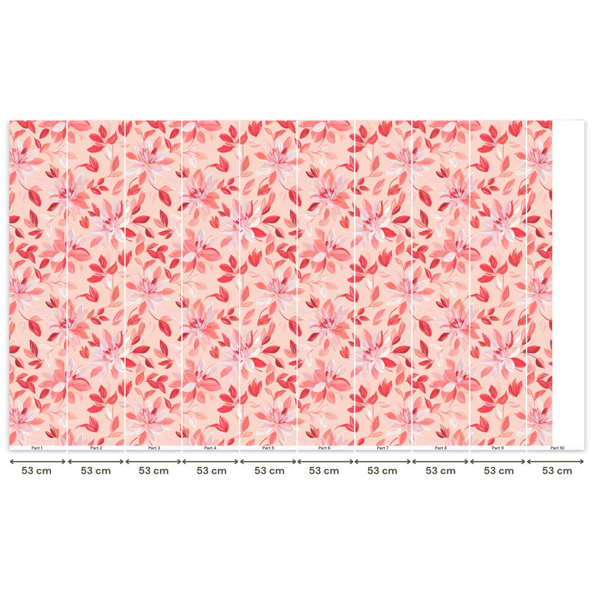TAPETE - Botanisch - Blumen - Rot - 450x280 cm - Koralle, Papier (450/280cm) - OnlyWow