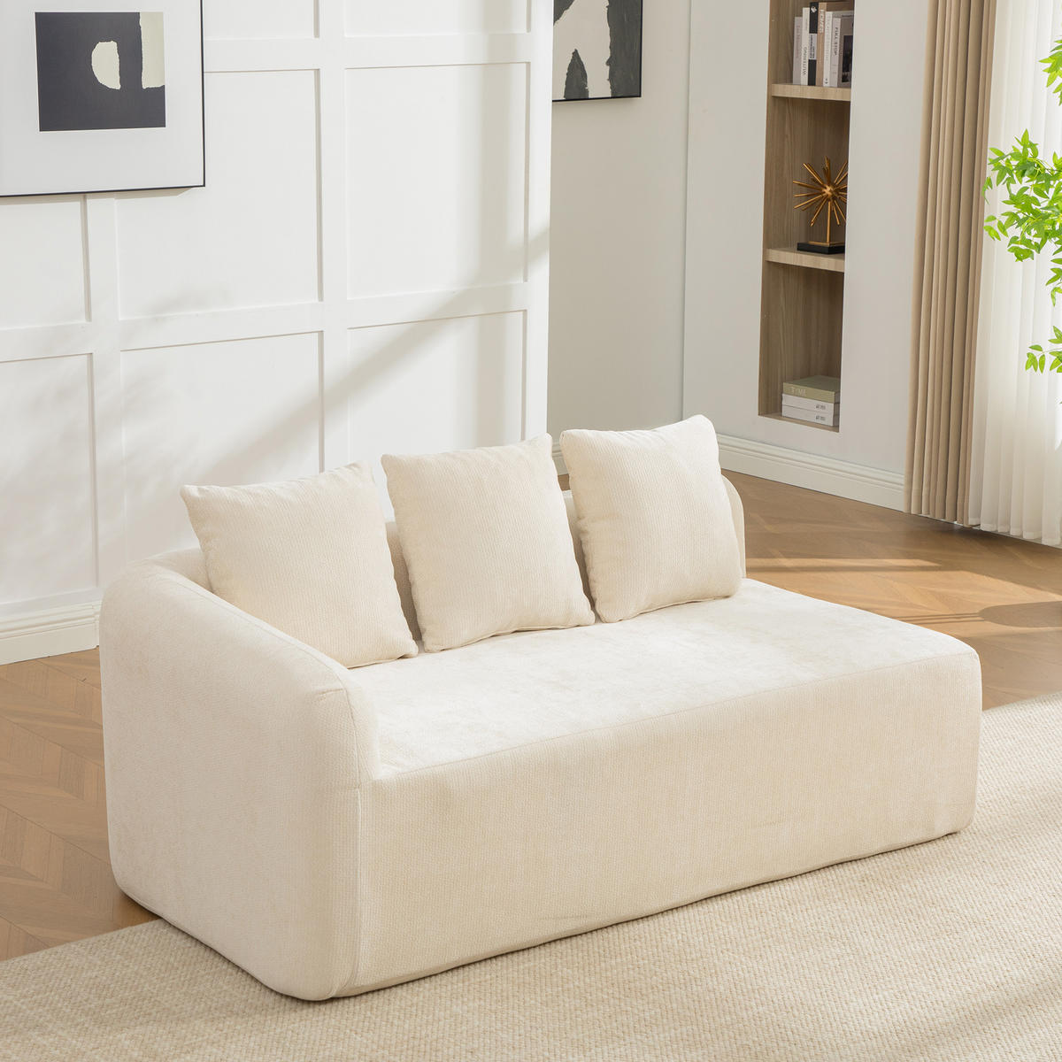 SOFAELEMENT DE-35127 linke mit Chenille-Bezug Beige - Beige, Textil (99/80.5/171.5cm) - ComfortXL