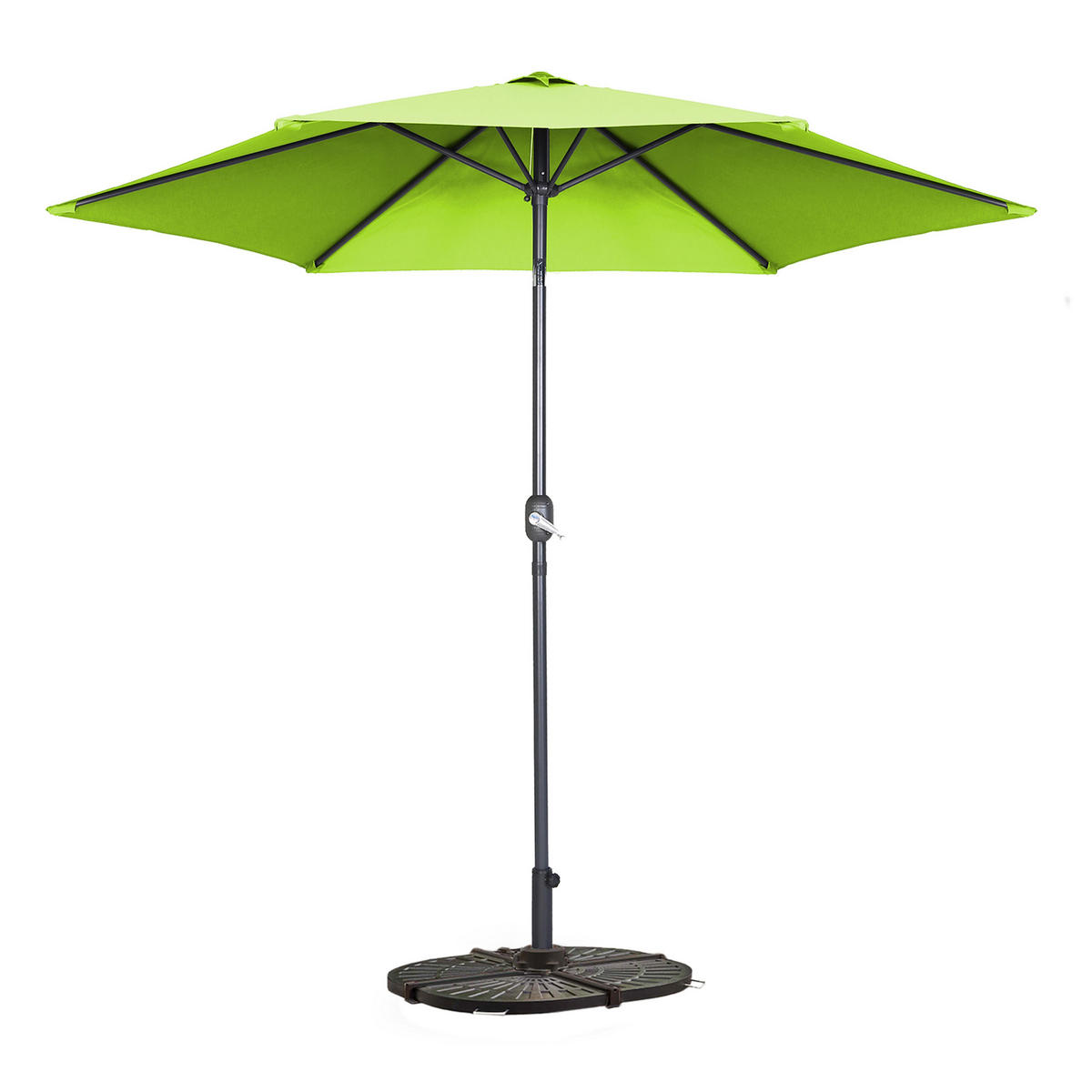 SONNENSCHIRM 3x3m mit 4 Gewichtsplatten, Grün - Grün, Metall (300/300cm) - Oviala