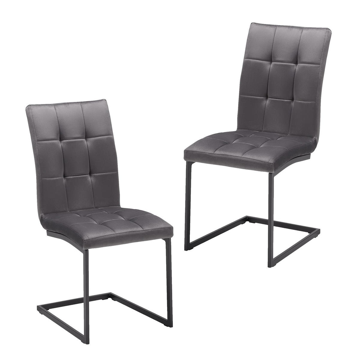 SCHWINGSTUHL-SET Mela Dunkelgrau Samt - Dunkelgrau, Metall (44/95/60cm) - Bessagi Home