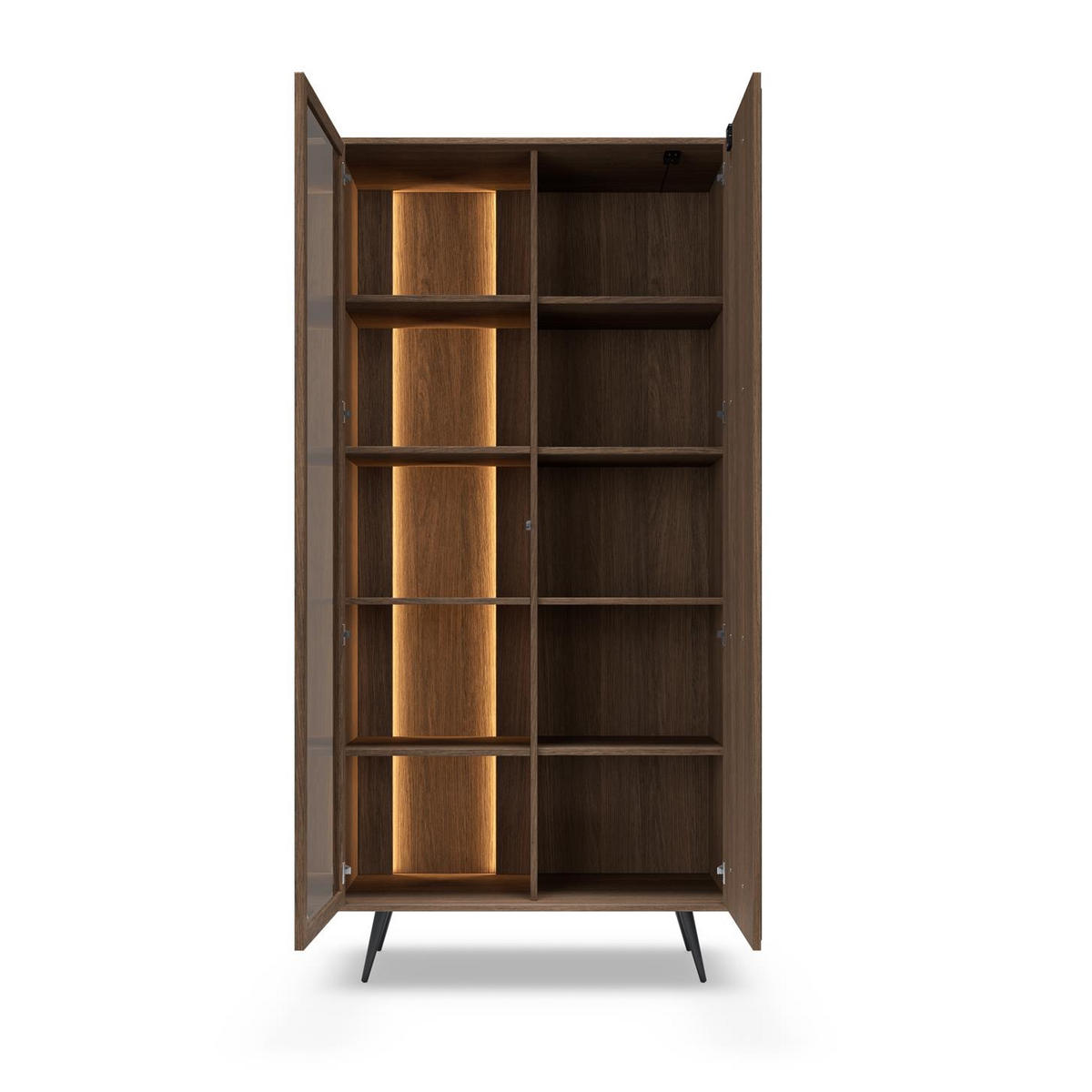 VITRINE Faro, mit Soft-Close und LED - Eichefarben, Holzwerkstoff (94/196/40cm) - Bettso