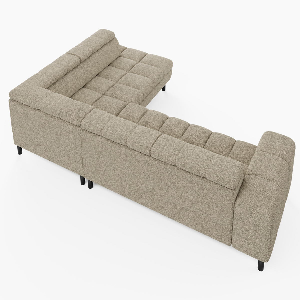 ECKSOFA CANDY CANE Rechts Dunkelbraun Bouclé-Stoff mit Schlaffunktion und Bettkasten - Dunkelbraun, Textil (264/192cm) - Barchello