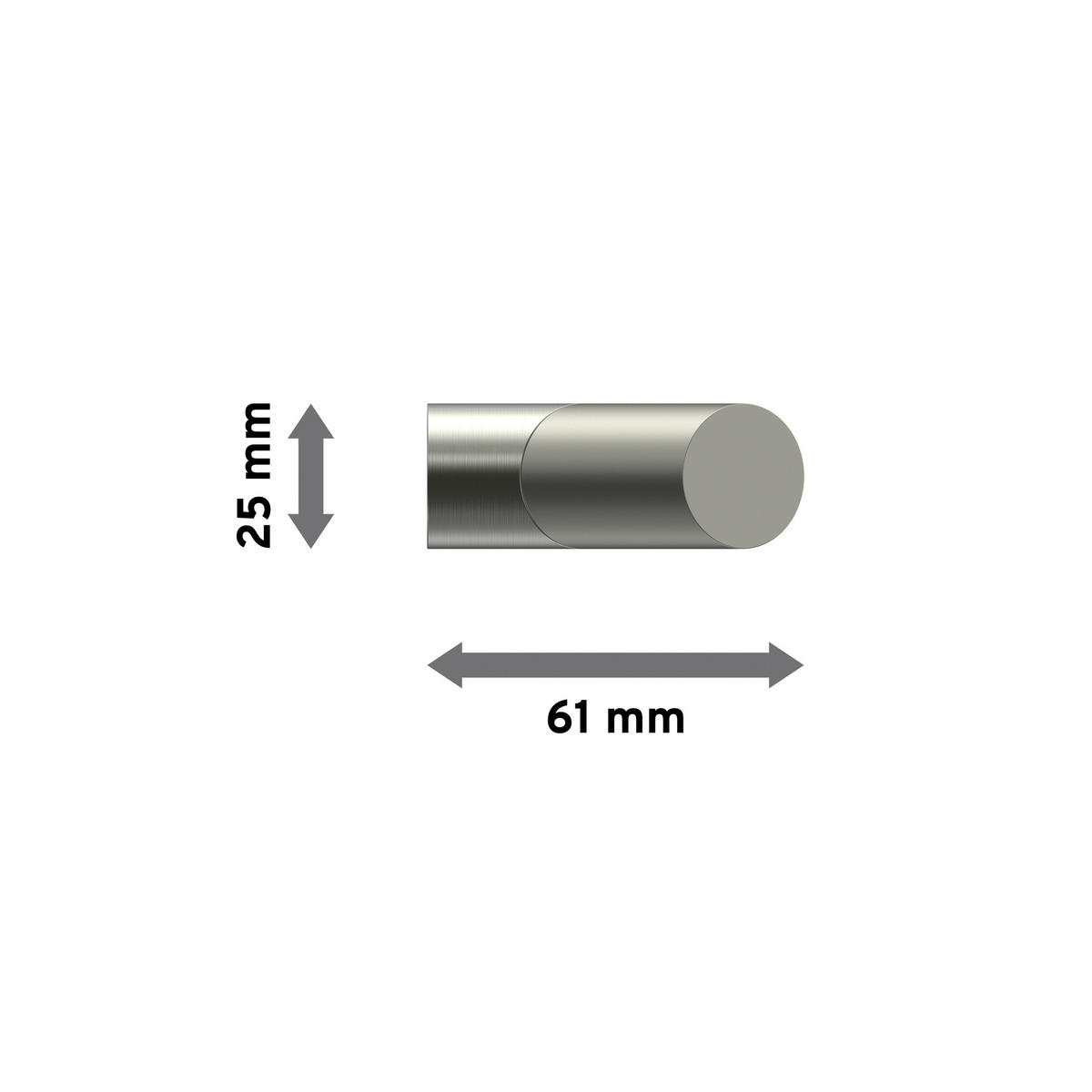 ENDSTÜCKE FÜR GARDINENSTANGEN 20 mm Ø, Verano Edelstahl-Optik/Satin-Silber, Packung 2 Stück - Edelstahlfarben/Silberfarben, Metall (6.1/2.5/2.5cm) - INTERDECO