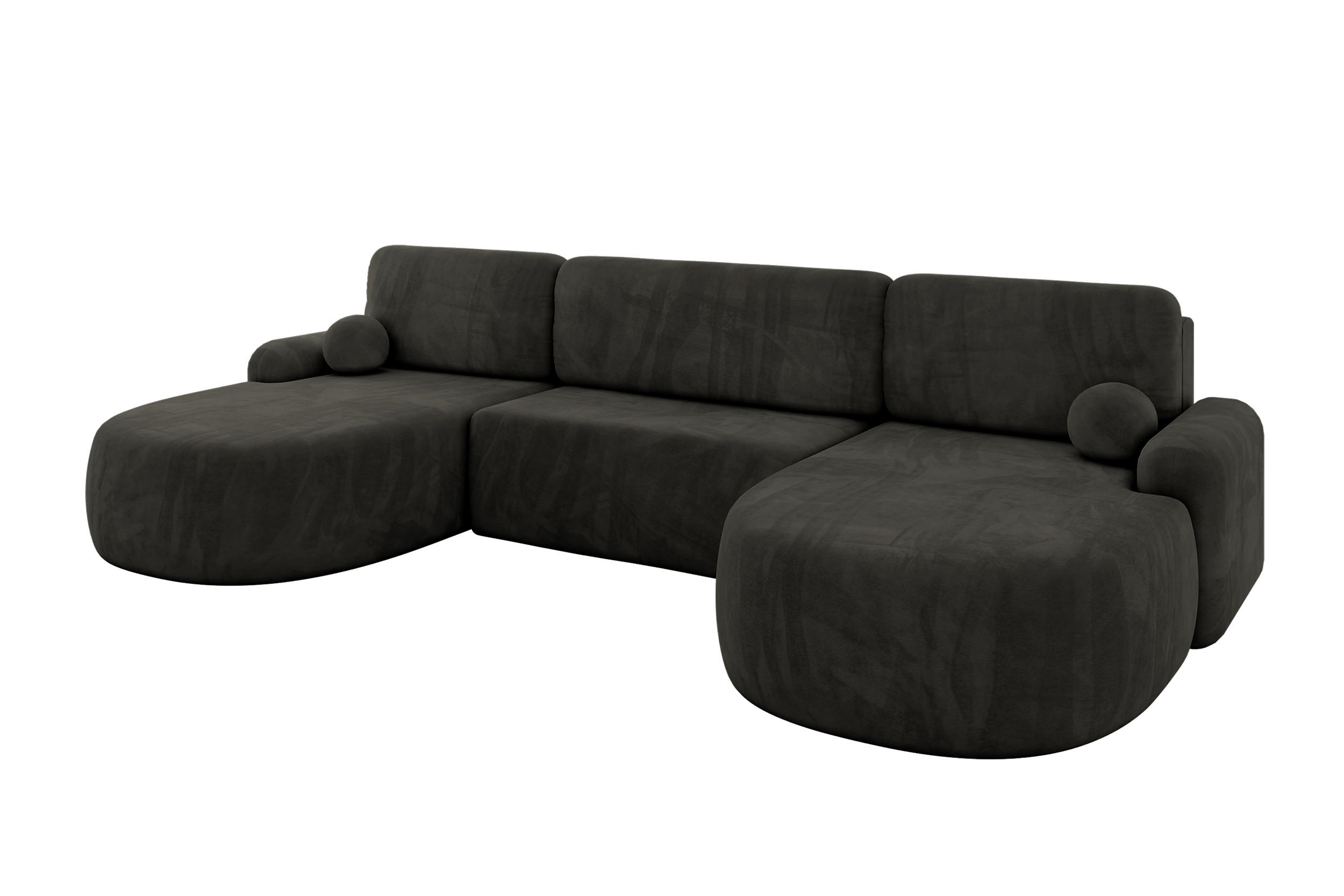 WOHNLANDSCHAFT mit Schlaffunktion und Bettkasten LIRA-U - 335x172x89 Schwarz - Schwarz Hochglanz, Holzwerkstoff/Textil (335/89/172cm) - ALTDECOR