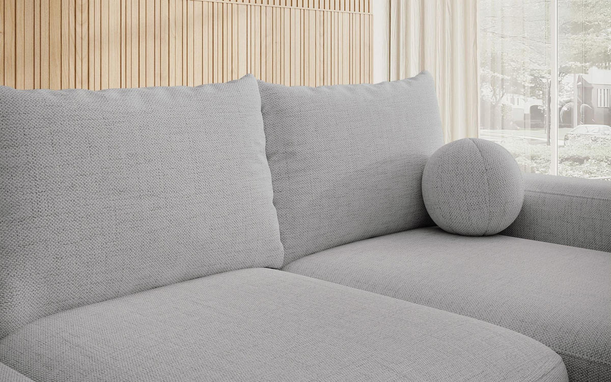 ECKSOFA Carnos mit Ballkissen, Grau Chenille, rechtsseitig - Schwarz/Grau, Kunststoff/Textil (162/264cm) - Selsey