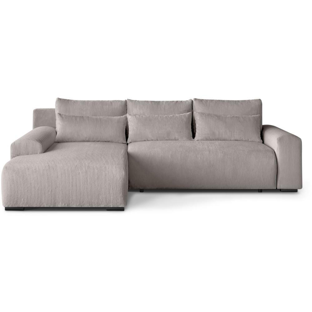 ECKSCHLAFSOFA Benny cappuccino links - Schwarz/Cappuccino, Kunststoff/Textil (271/185cm) - Beautysofa