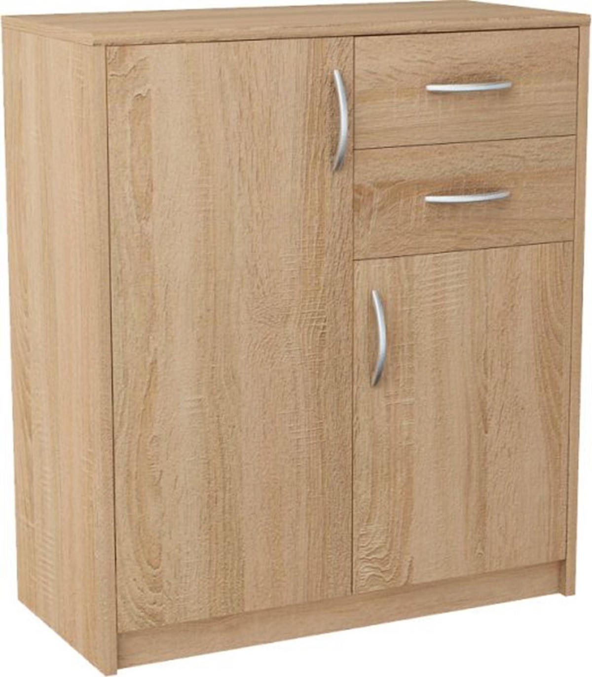 KOMMODE 2-türig Sonoma Eiche 74/35/85 cm mit 2 Schubladen - Sonoma Eiche, Holzwerkstoff (74/85/35cm) - Matkam Möbel