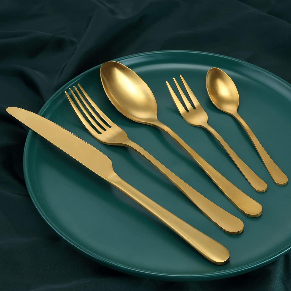 BESTECKSET 60-teilig für 12 Personen Matt Gold - Goldfarben, Metall