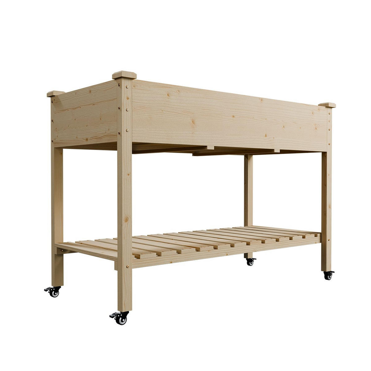 HOCHBEET Freya 123/60/83 cm Holz mit Räder - Naturfarben, Holz (123/83/60cm) - Juskys