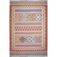 HANDWEBTEPPICH Sumak Sirdjan Kelim Bunt 238/159 cm Schurwolle - Multicolor, Textil (159/238cm) - Looma