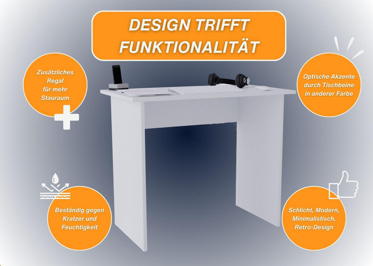 SCHREIBTISCH Weiß 90/50/73cm - Weiß, Holzwerkstoff (50/90/73cm) - CraftPAK