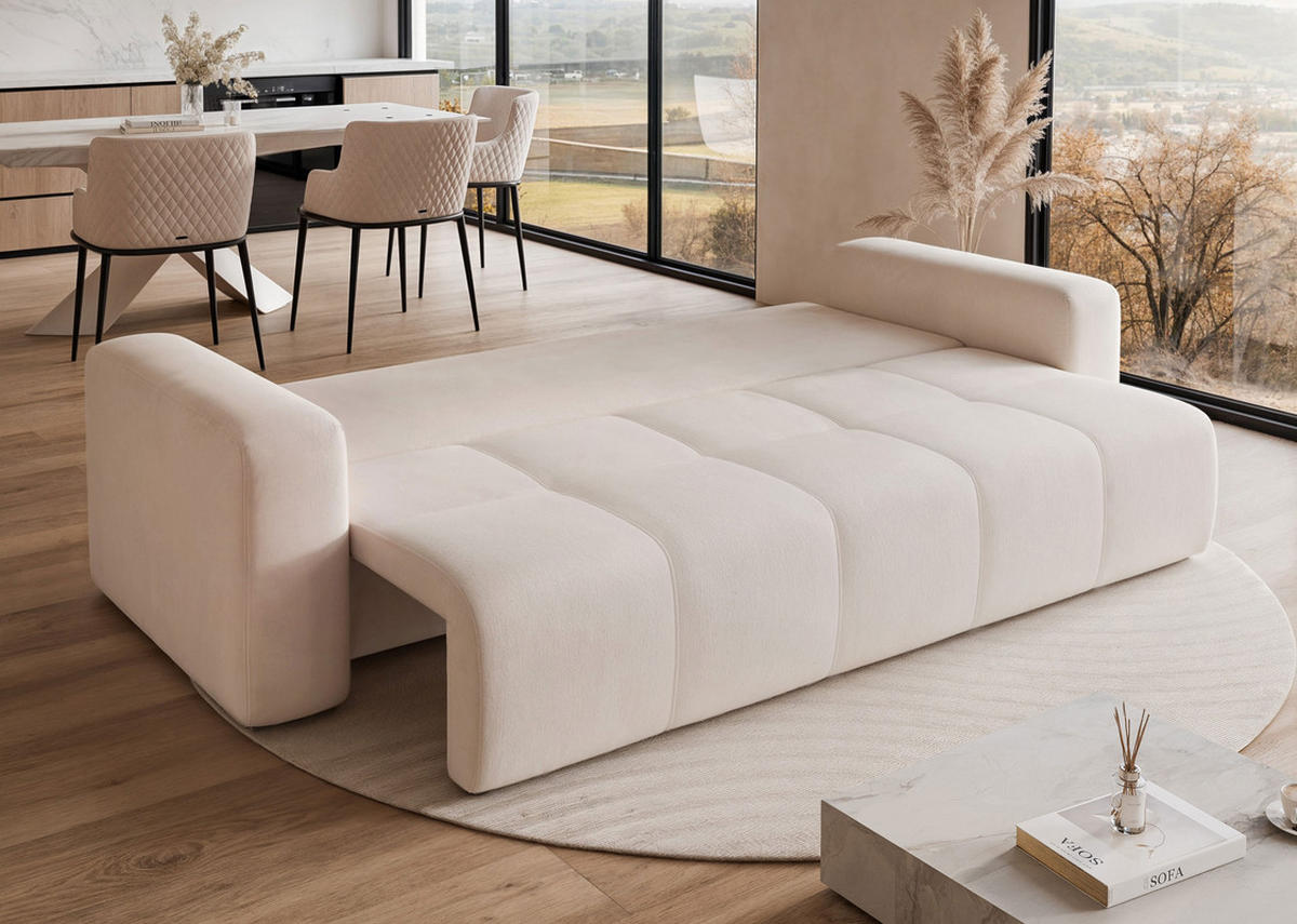 SCHLAFSOFA PEDRO mit Bettkasten Creme - Creme, Holzwerkstoff/Kunststoff (244/79/93cm) - Idohome