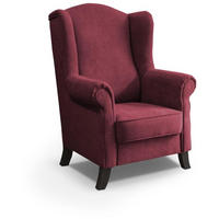 OHRENSESSEL Leonardo bordeaux - Wengefarben/Bordeaux, Holz/Textil (88/118/86cm) - Beautysofa