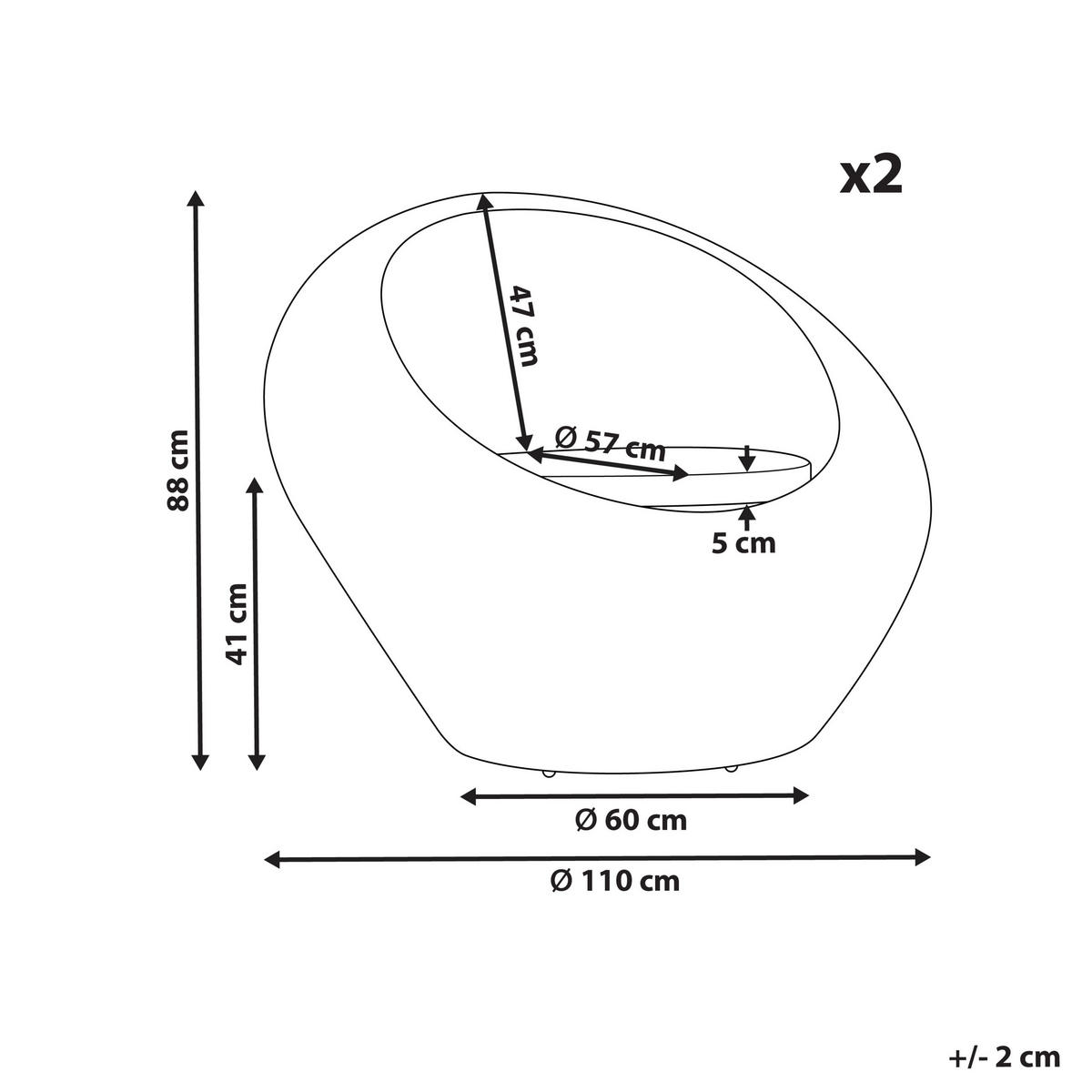 GARTENSTUHL 2er-Set Rattan Natürlich Maiori - Beige/Naturfarben, Naturmaterialien (110/88/110cm) - Beliani