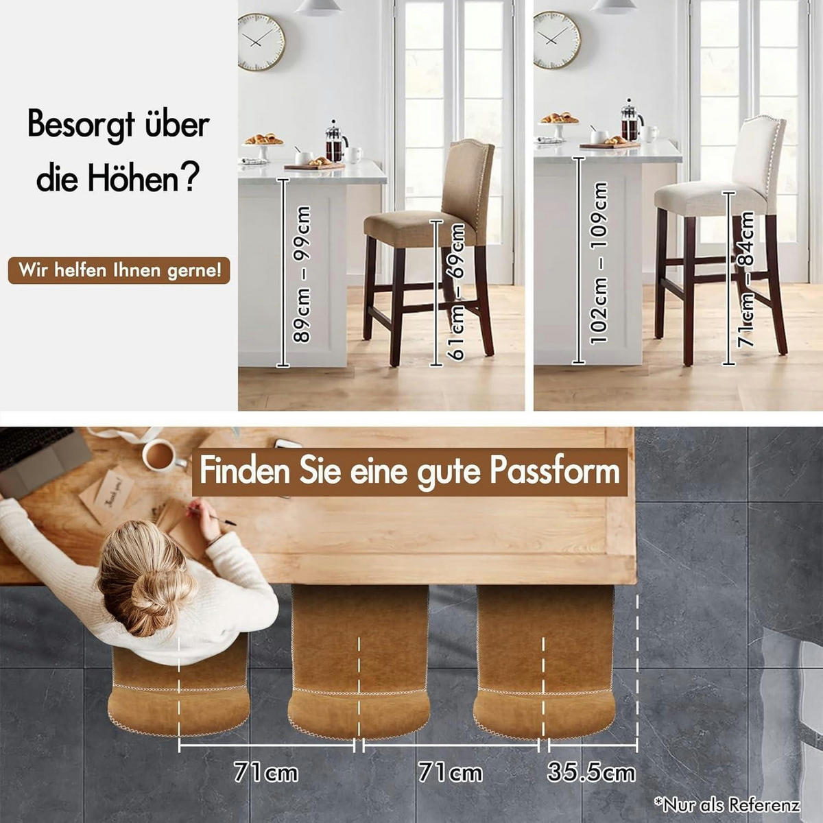 BARHOCKER 2er Set Kunstleder Braun, höhenverstellbar und 360° drehbar - Braun, Kunststoff (41.5/107/41.5cm)
