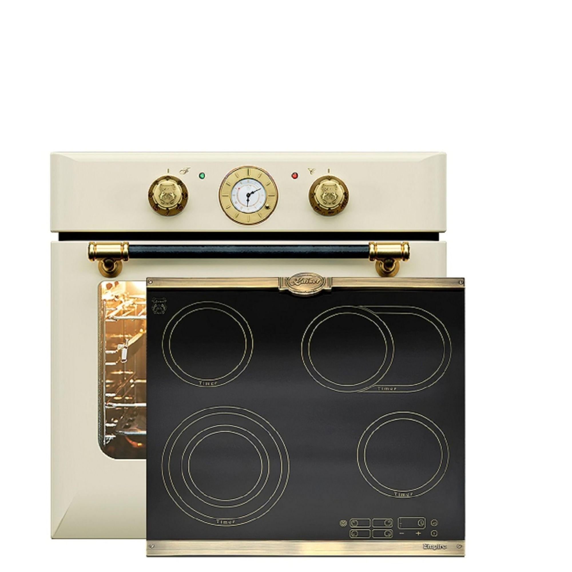 EINBAU-BACKOFEN 60 cm EH 6432 ElfBE+KCT 6185 Em Glaskeramik Kochfeld 60cm - Creme, Metall (59/59/54cm) - Kaiser Küchengeräte