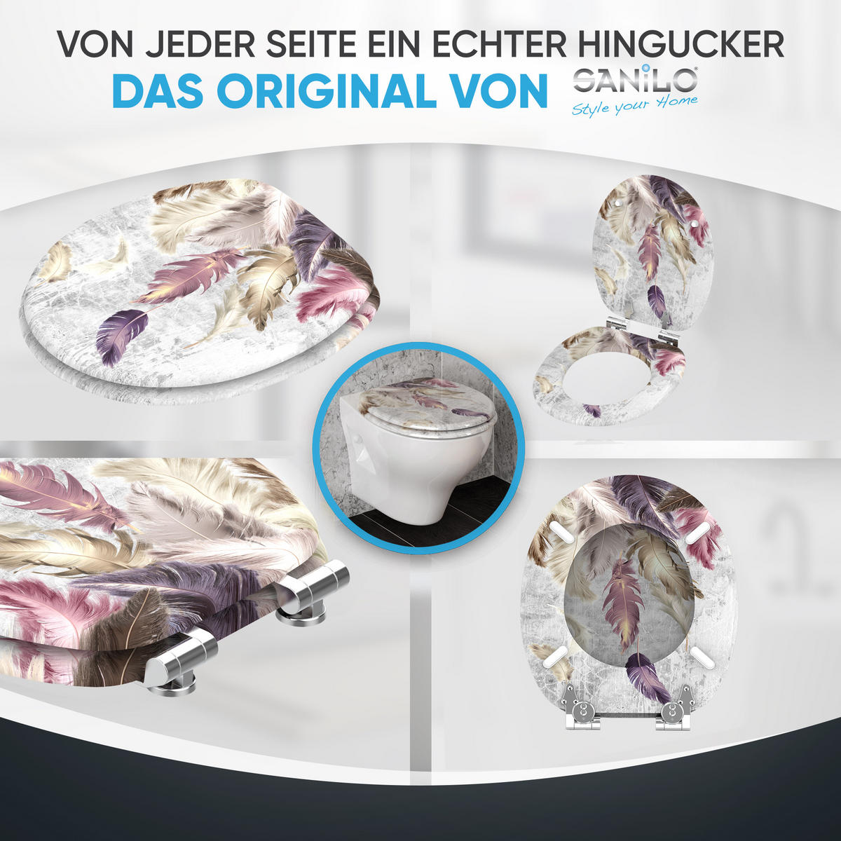 WC-SITZ mit Absenkautomatik Federn - Violett, Holzwerkstoff (38/6/47cm) - Sanilo