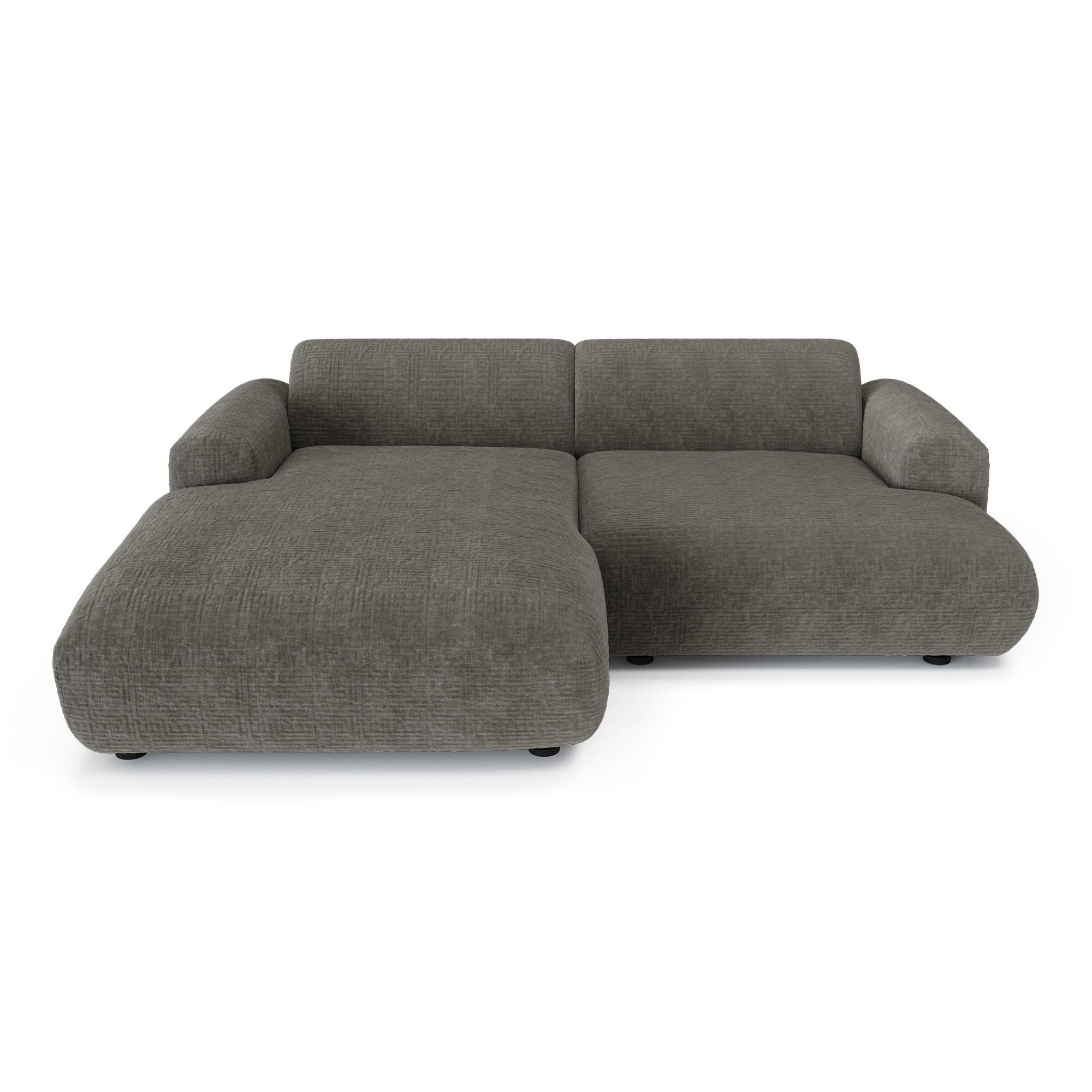 ECKSOFA LINKS Gemusterter Samt Grau 266cm - Grau, Textil (165/266cm) - Sia Home