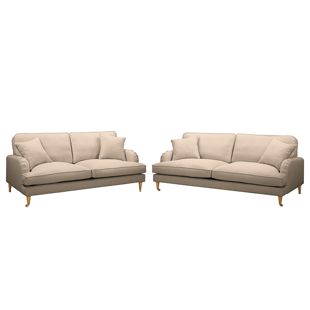 POLSTERGARNITUR (3-2) - Webstoff - Cappuccino, Textil (211/85/96cm) - home24