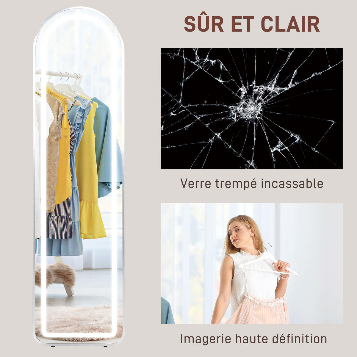 STANDSPIEGEL DE-17949 Silber - Silberfarben, Glas (40/150/5cm) - ComfortXL