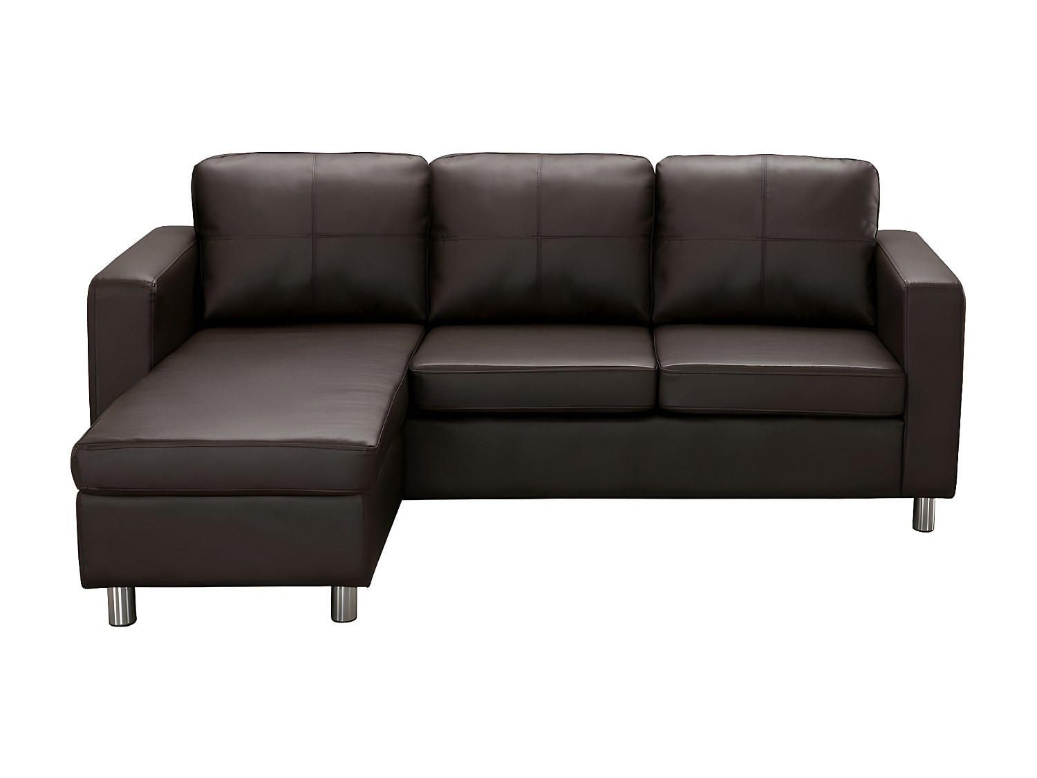 SOFA - 4 Personen - kunstleder - schokoladenbraun Ackley - Braun, Leder/Metall (196/77/133cm) - Vente-Unique