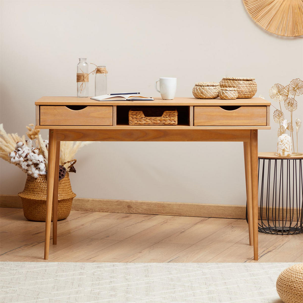 SCHREIBTISCH STEFANO - Braun, Holz (50/110/75cm) - IDIMEX
