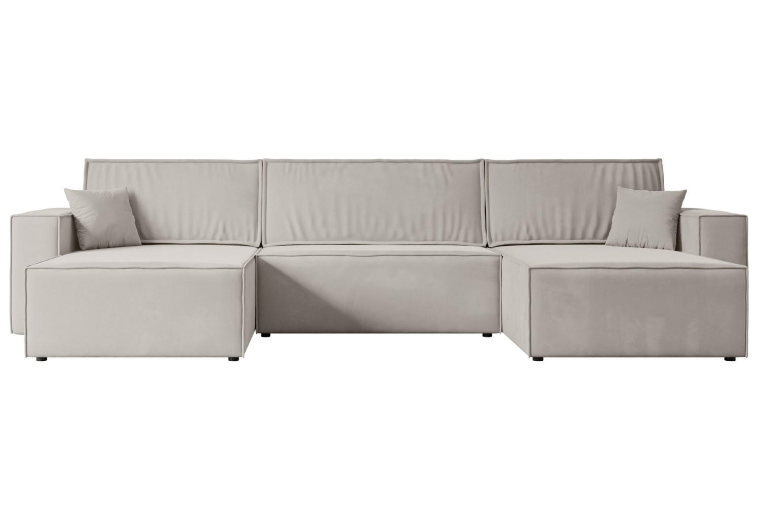 WOHNLANDSCHAFT mit Schlaffunktion und Bettkasten CELTIC-XLU - 377x143x83 cm Hellbraun Velours - Hellbraun/Schwarz, Holzwerkstoff/Kunststoff (377/83/143cm) - ALTDECOR