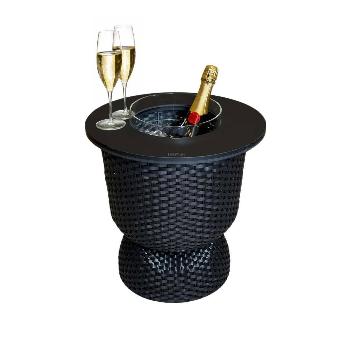 BEISTELLTISCH MIT ACRYL-KÜHLER Paris Schwarz 43 cm - Schwarz, Kunststoff (41/41/43cm) - COOTAB Cooler Table