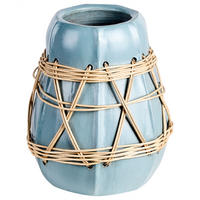 DEKOVASE Terrakotta blau Kamering - Blau, Stein (27cm) - Beliani