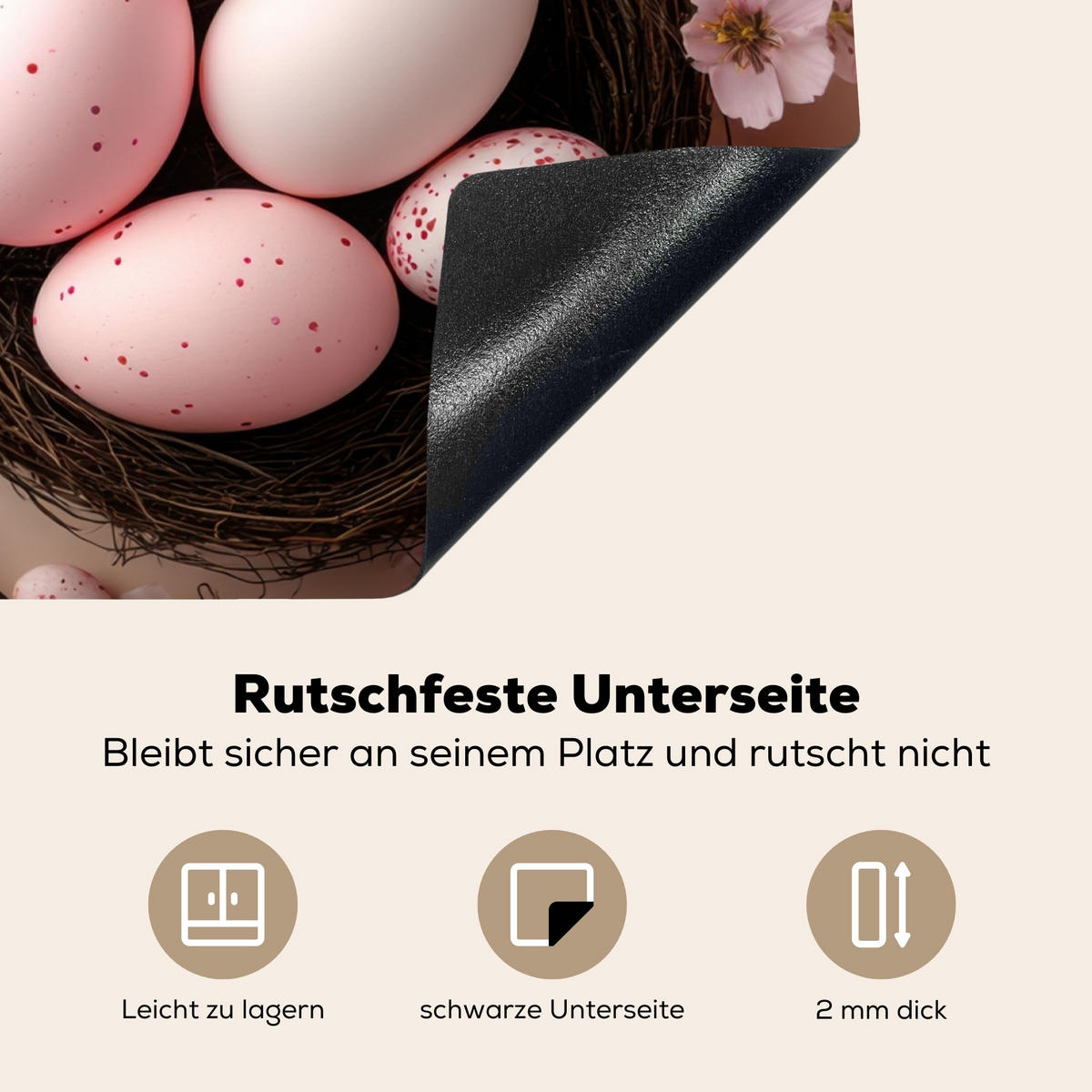 HERDABDECKPLATTE Rosa - Blüten - Eier Herdabdeckung Induktionsfeld 70x52 cm - Hellrosa, Kunststoff (70/52/0.2cm) - MuchoWow