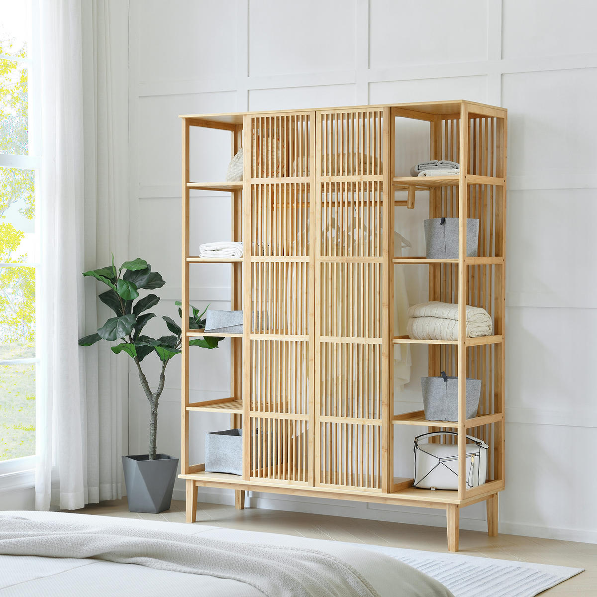 KLEIDERSCHRANK Hudiksvall - Naturfarben, Holz (140/185/45cm) - [en.casa]