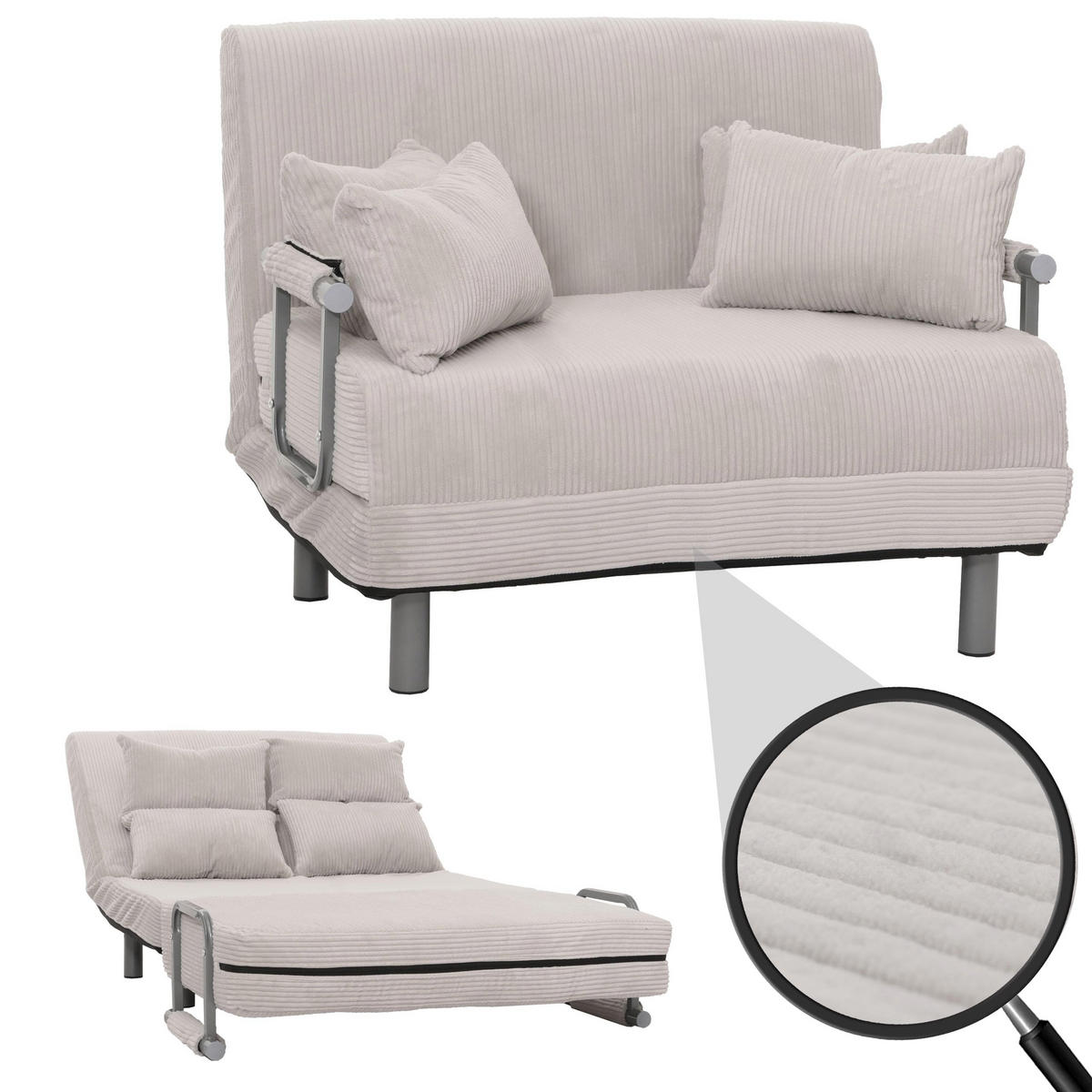 SCHLAFSESSEL Hellgrau - Hellgrau, Textil (105/80/190cm) - MCW