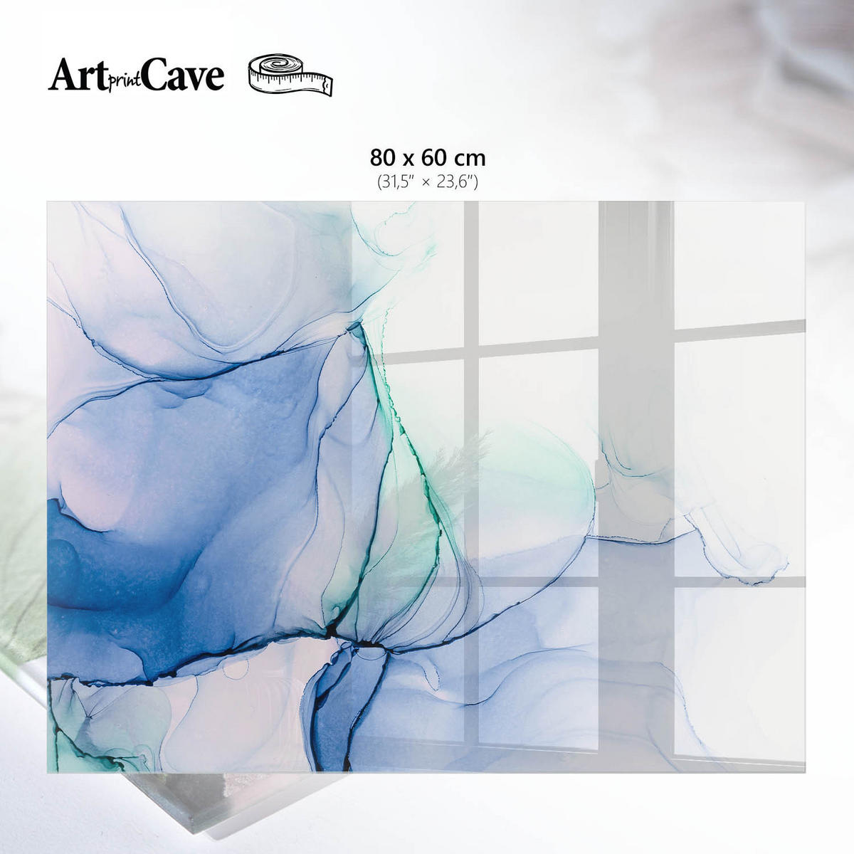 GLASPLATTE 80x60 cm – Bunte Wellen - Blau, Glas (0.4/80/60cm) - ArtPrintCave