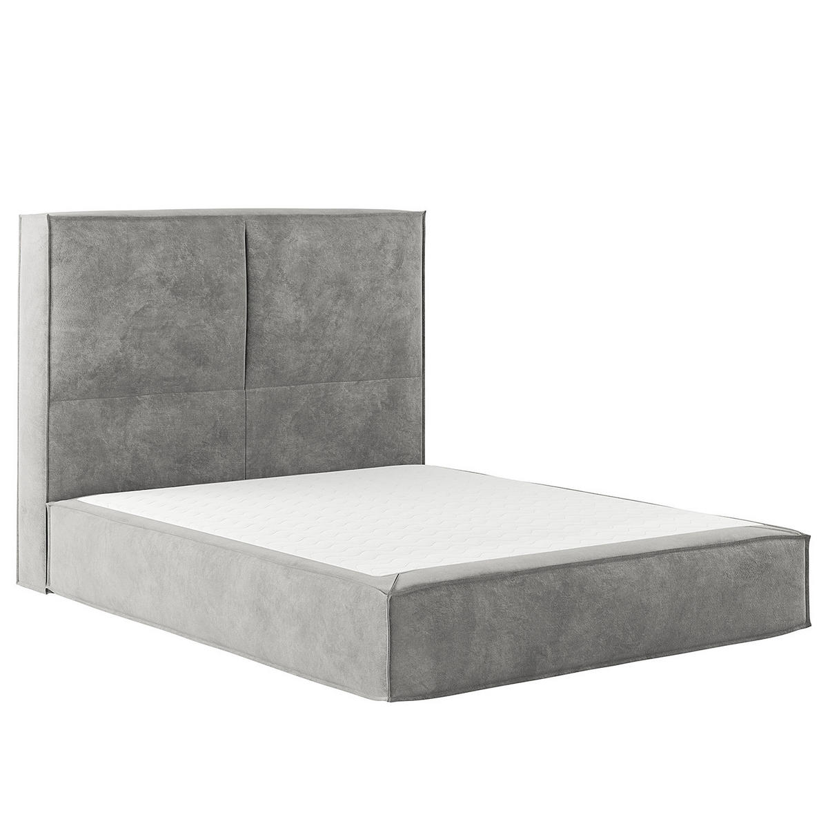 BOXSPRINGBETT mit Kopfteil - Premium - Hellgrau, Textil (140/200cm) - home24
