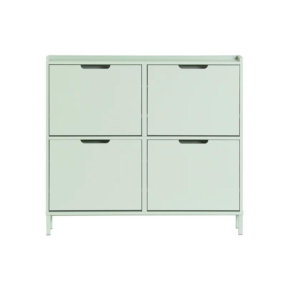 SCHUHKIPPER 4 Klappen schmal mit 8 Ablageflächen - Grün, Metall (100/90/19cm) - Kaket