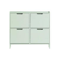 SCHUHKIPPER 4 Klappen schmal mit 8 Ablageflächen - Grün, Metall (100/90/19cm) - Kaket