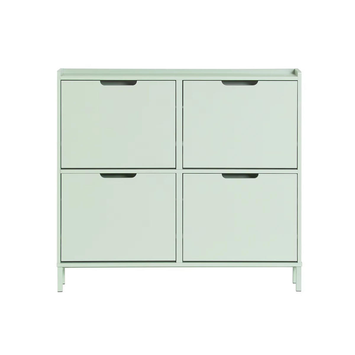 SCHUHKIPPER 4 Klappen schmal mit 8 Ablageflächen - Grün, Metall (100/90/19cm) - Kaket