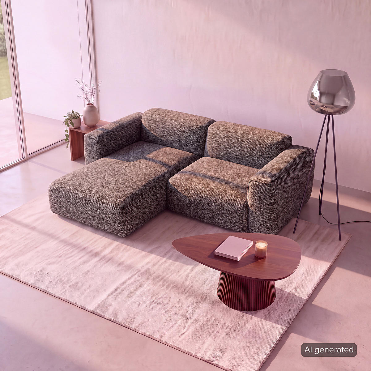 1,5-SITZER ECKSOFA mit Longchair - Schwarz/Grau, Kunststoff/Textil (260/173cm) - home24