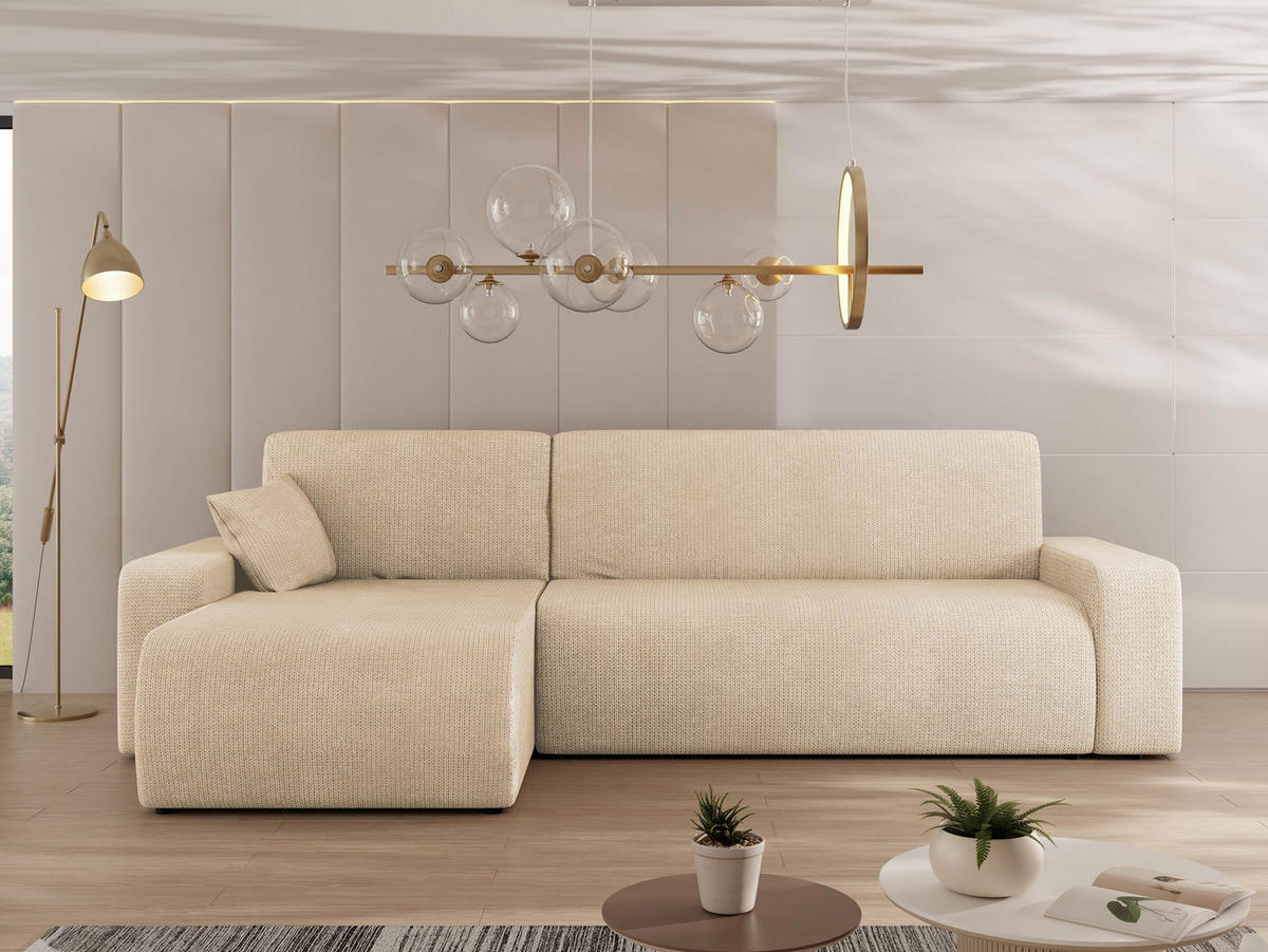ECKSOFA Piano - Schwarz/Naturfarben, Holz/Kunststoff (244/145cm) - MIRJAN24
