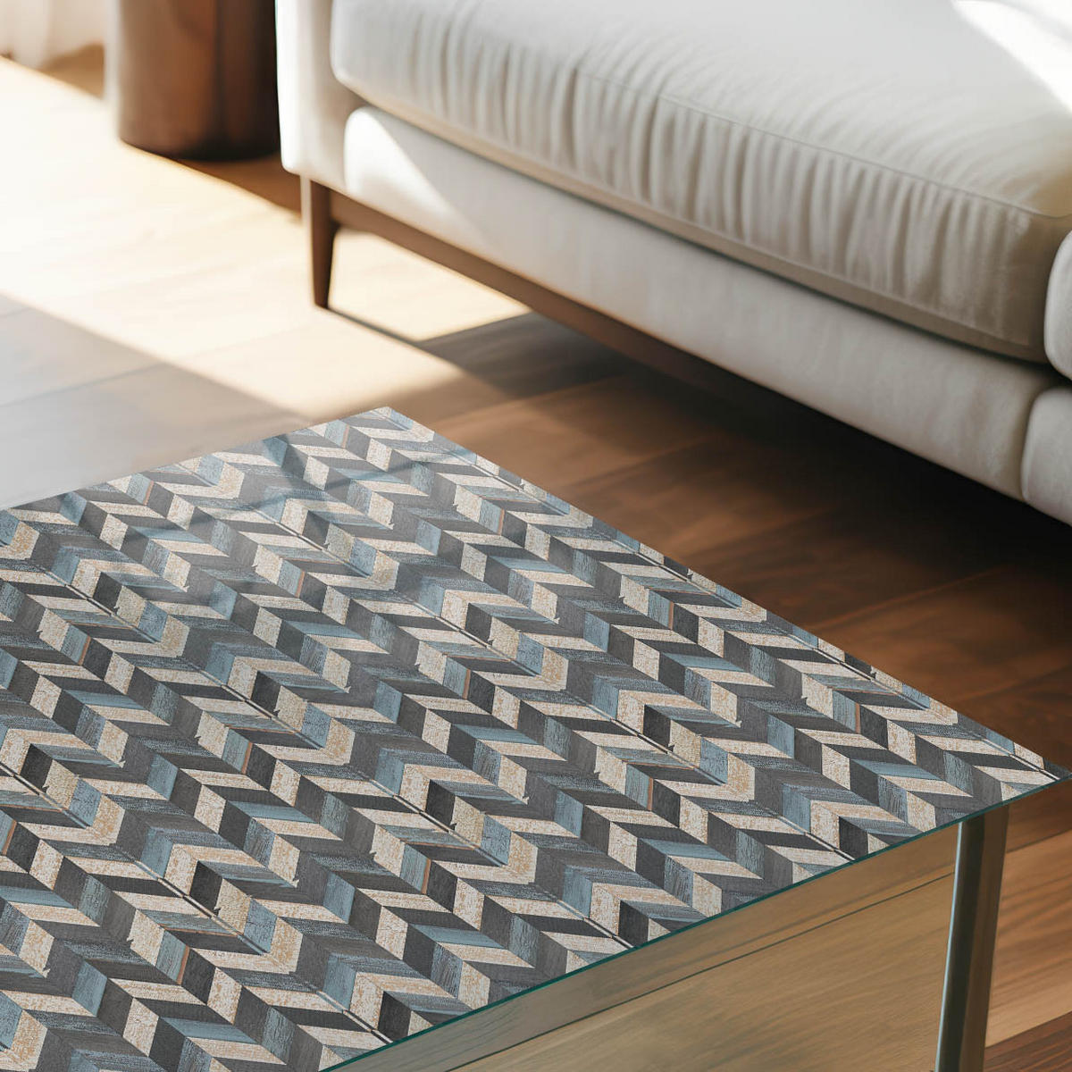 GLASPLATTE 80x60 cm – Chevron-Muster - Braun, Glas (0.4/80/60cm) - ArtPrintCave