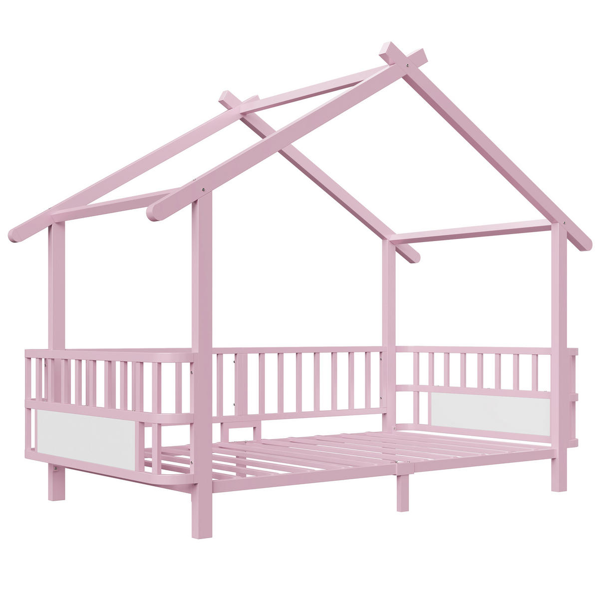 KINDERBETT Hausform 90x200 cm Metall Pink - Pink, Metall (90/200cm) - Meubliv