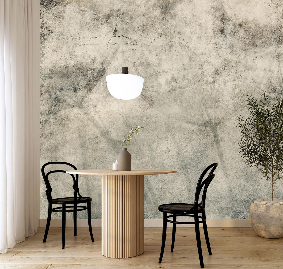 FOTOTAPETE für Wohnzimmer Löwenzahnsamen Beton Abstraktion Retro 250x175 - Beige/Braun, Papier (250/175cm) - Muralo
