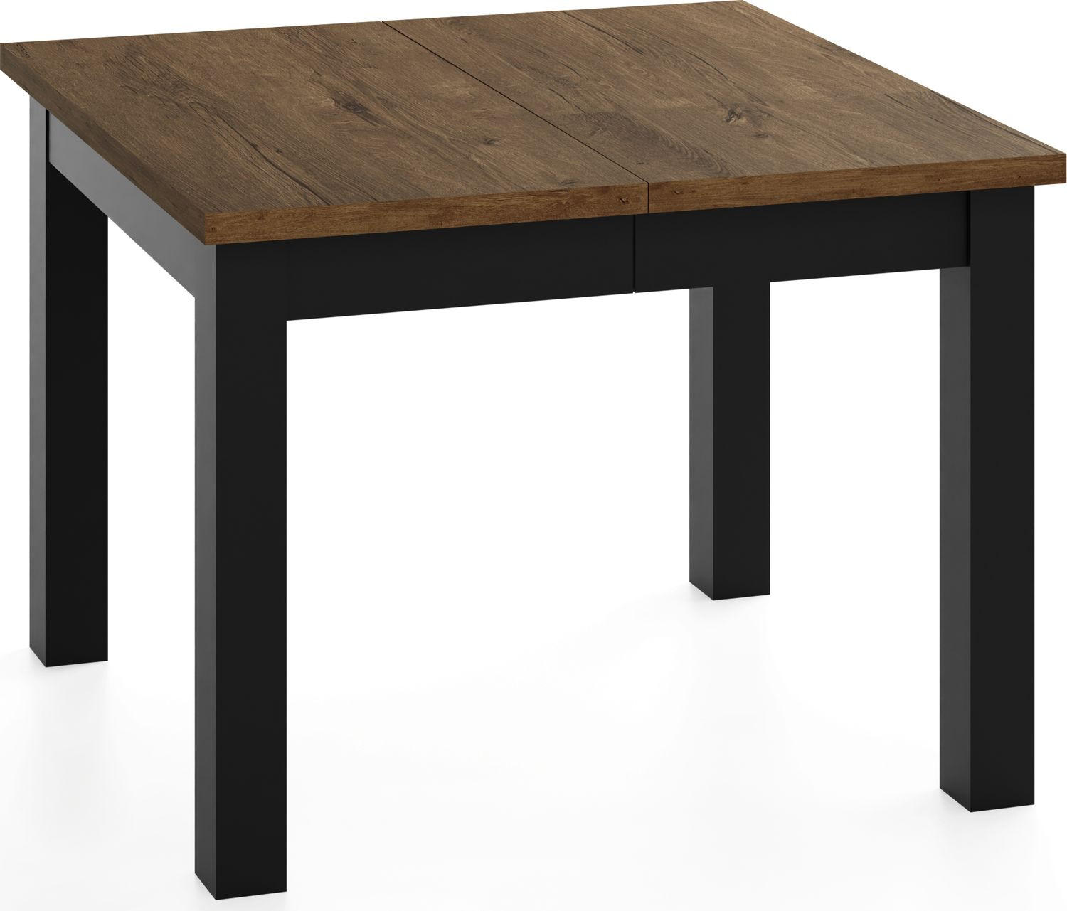 ESSTISCH Toren ausziehbar verlängerbar quadratisch, Eiche Braun Rustikal 90-190/90/76.5 cm - Alteiche/Schwarz, Holz/Holzwerkstoff (90/90/77cm) - WFL GROUP