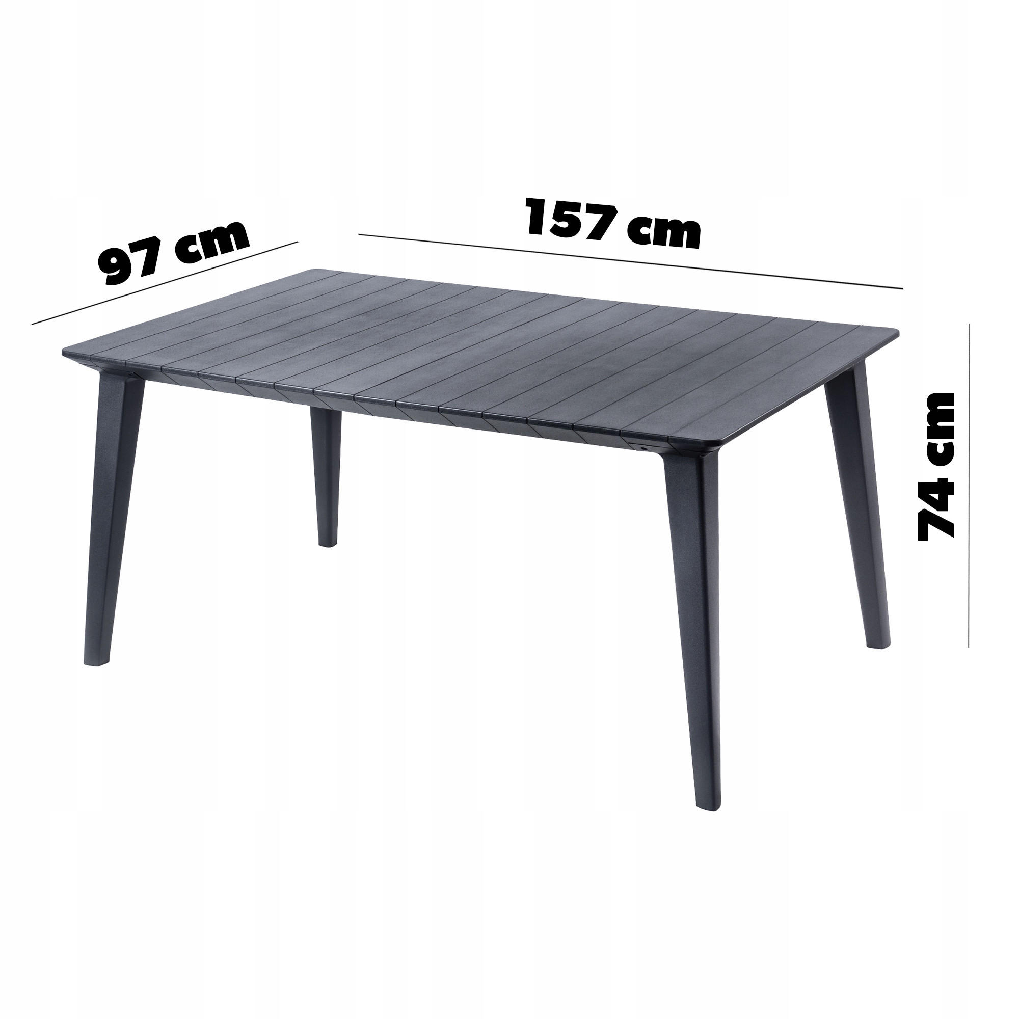 GARTENTISCH 157 cm, Graphit - Graphitfarben, Kunststoff (157/97/220cm) - KADAX