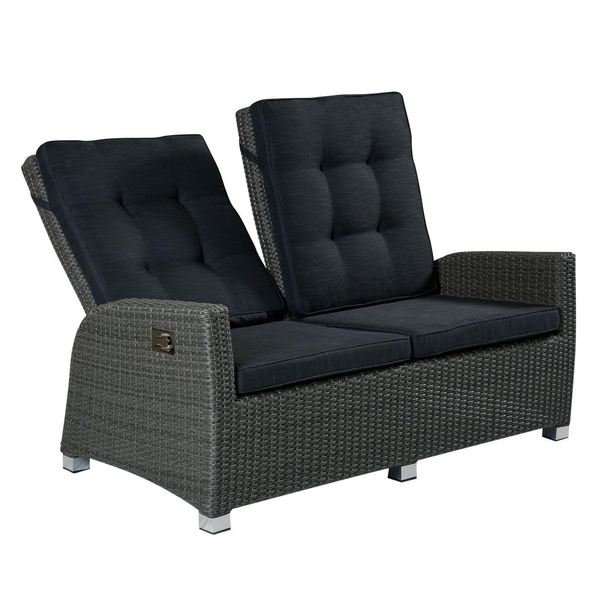 LOUNGESOFA Kansas 108x145x90 cm, Polyrattan, Grau - Grau, Kunststoff (145/108/90cm) - dasmöbelwerk