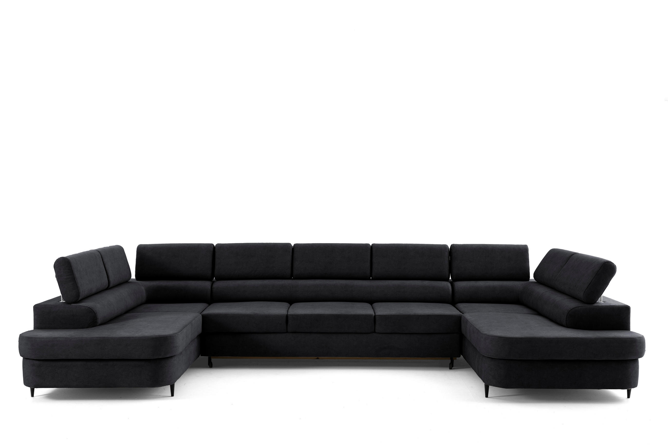 ECKSOFA U-Form PRIAM MAXI U2 XXL Ecksofa U-form 400 cm mit Schlaffunktion, 2 Bettkästen & Kopfteilverstellung Dunkelgrau - Dunkelgrau, Holz/Textil (400/91/203cm) - Muffo