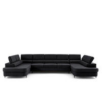 ECKSOFA U-Form PRIAM MAXI U2 XXL Ecksofa U-form 400 cm mit Schlaffunktion, 2 Bettkästen & Kopfteilverstellung Dunkelgrau - Dunkelgrau, Holz/Textil (400/91/203cm) - Muffo